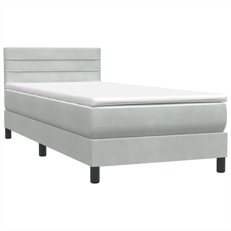 Box Spring Lova su čiužiniu Šviesiai pilka 90x210 cm Velvet