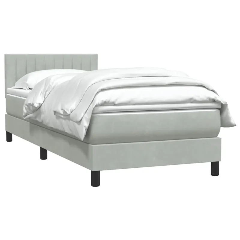 Box Spring Lova su čiužiniu Šviesiai pilka 90x210 cm Velvet