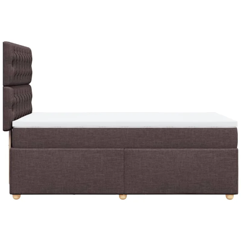 Lova su spyruoklėmis ir čiužiniu, ruda, 90x190 cm, audinys
