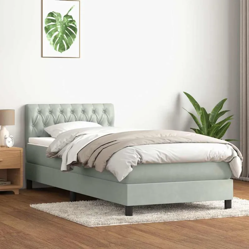 Box Spring Lova su čiužiniu Šviesiai pilka 90x210 cm Velvet