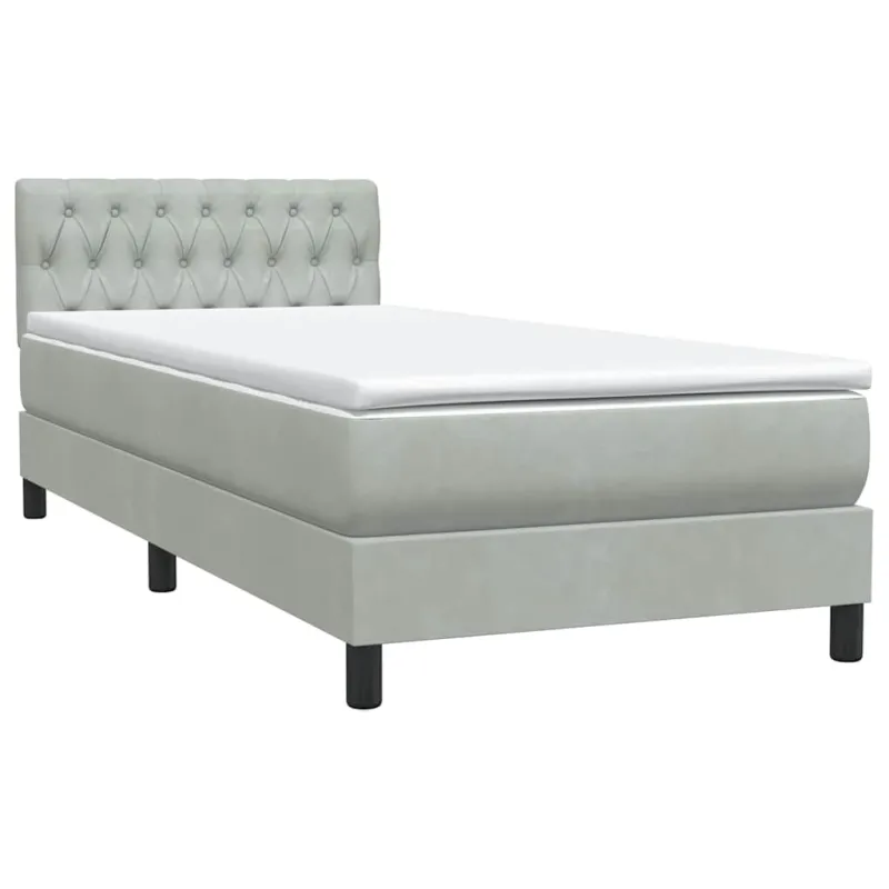 Box Spring Lova su čiužiniu Šviesiai pilka 90x210 cm Velvet