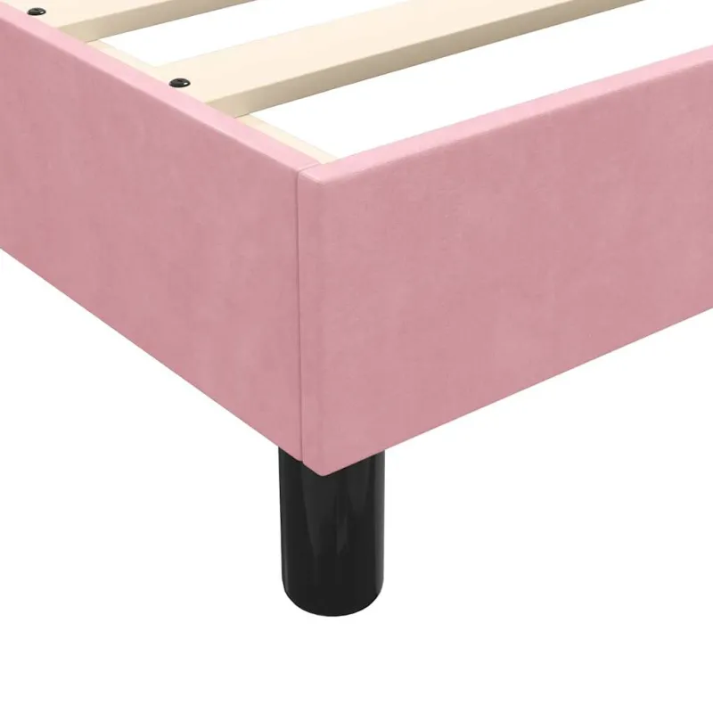 Lova su spyruoklėmis ir čiužiniu, rožinė, 160x220 cm, aksomas