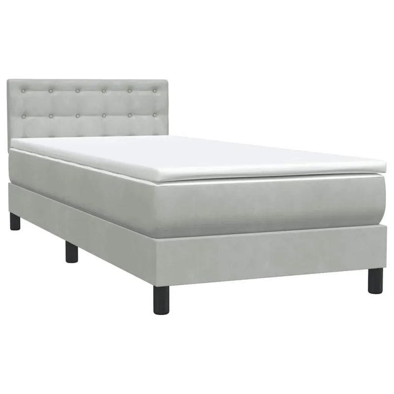 Box Spring Lova su čiužiniu Šviesiai pilka 90x210 cm Velvet