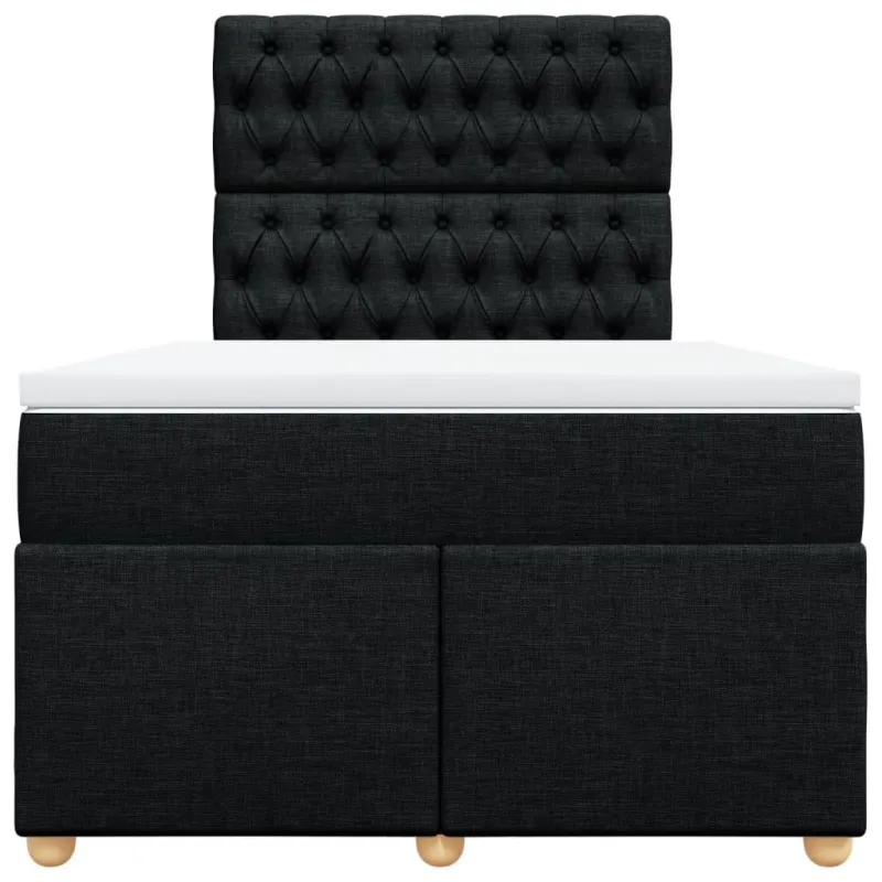 Lova su spyruoklėmis ir čiužiniu, juoda, 120x200 cm, audinys