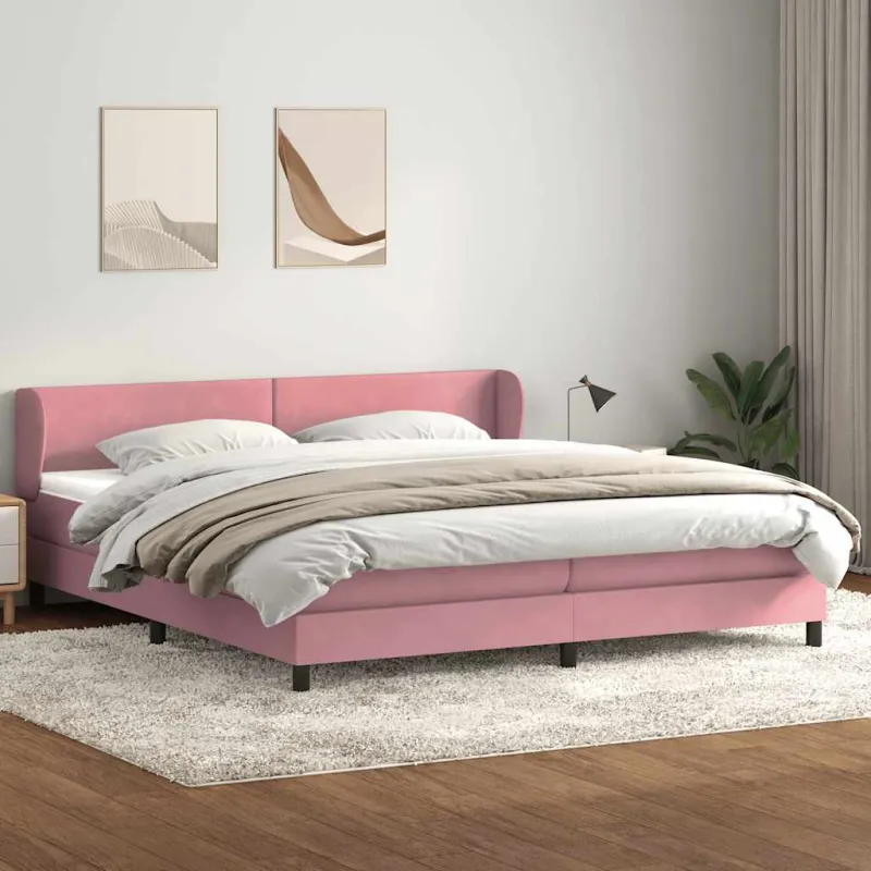Box Spring Lova su čiužiniais Rožinis 180x210 cm Velvet