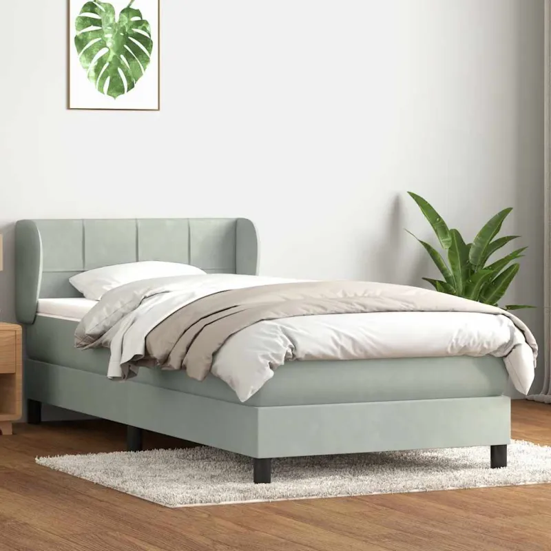 Box Spring Lova su čiužiniu Šviesiai pilka 90x210 cm Velvet