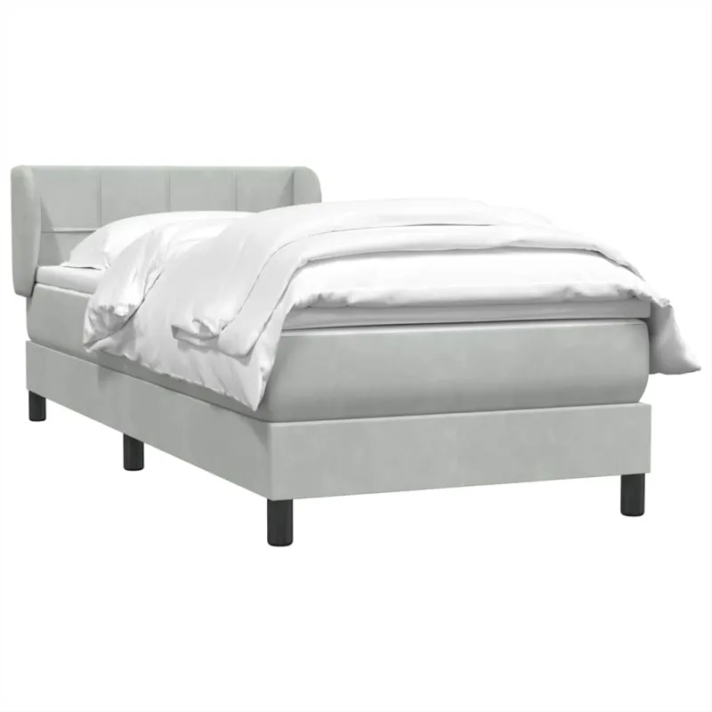 Box Spring Lova su čiužiniu Šviesiai pilka 90x210 cm Velvet