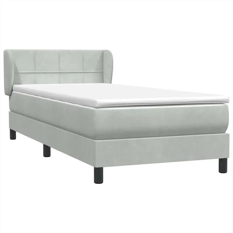 Box Spring Lova su čiužiniu Šviesiai pilka 90x210 cm Velvet
