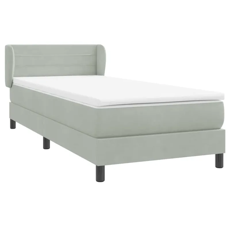 Box Spring Lova su čiužiniu Šviesiai pilka 90x210 cm Velvet