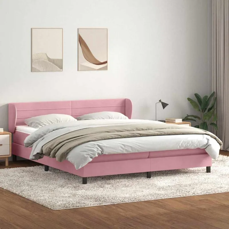 Box Spring Lova su čiužiniais Rožinis 180x210 cm Velvet