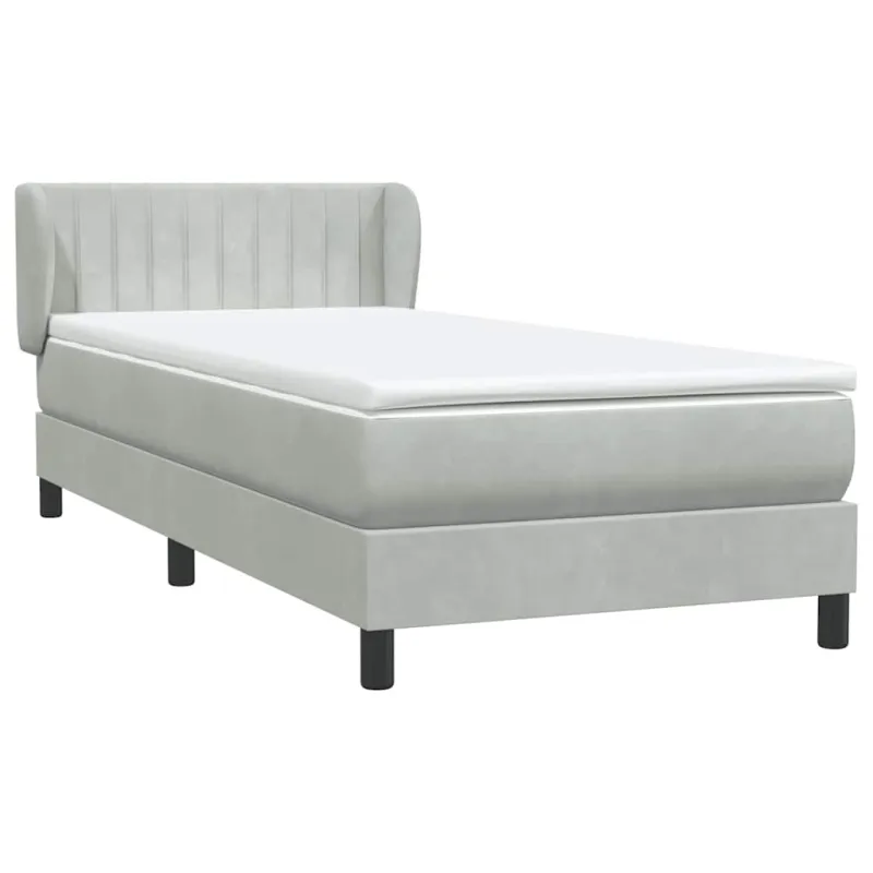 Box Spring Lova su čiužiniu Šviesiai pilka 90x210 cm Velvet