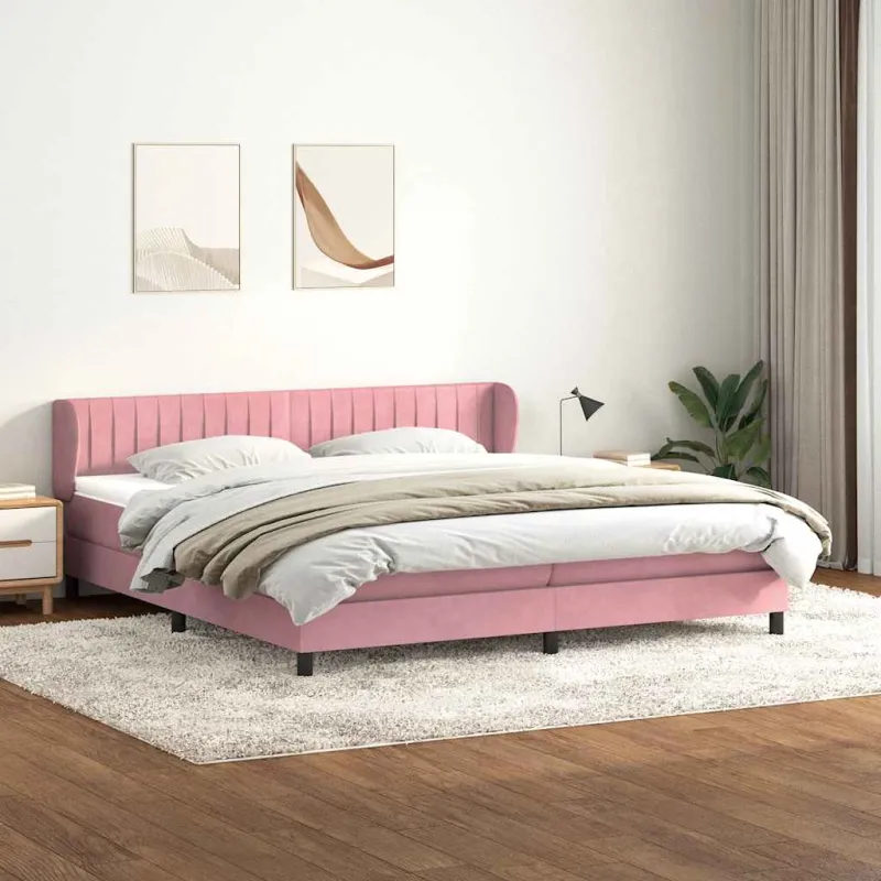 Box Spring Lova su čiužiniais Rožinis 180x210 cm Velvet