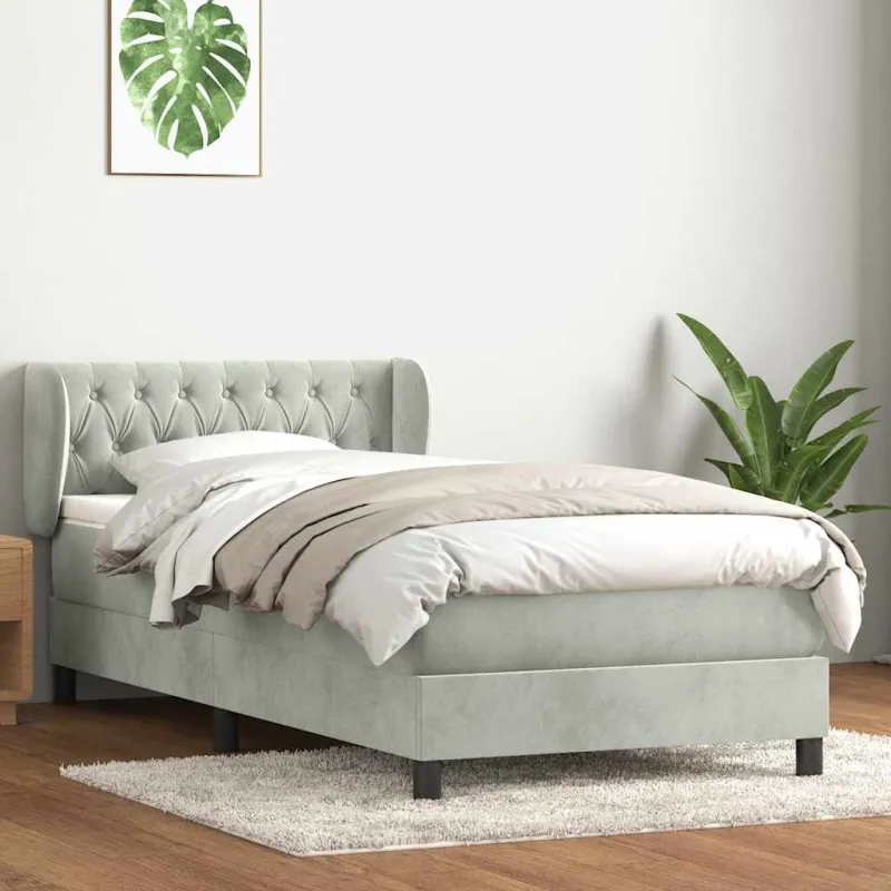 Box Spring Lova su čiužiniu Šviesiai pilka 90x210 cm Velvet