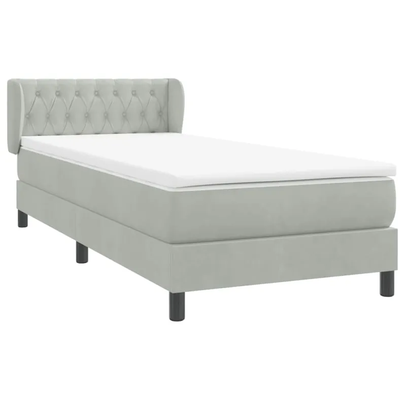 Box Spring Lova su čiužiniu Šviesiai pilka 90x210 cm Velvet
