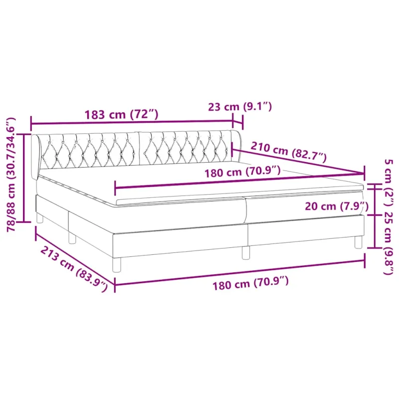 Box Spring Lova su čiužiniais Rožinis 180x210 cm Velvet