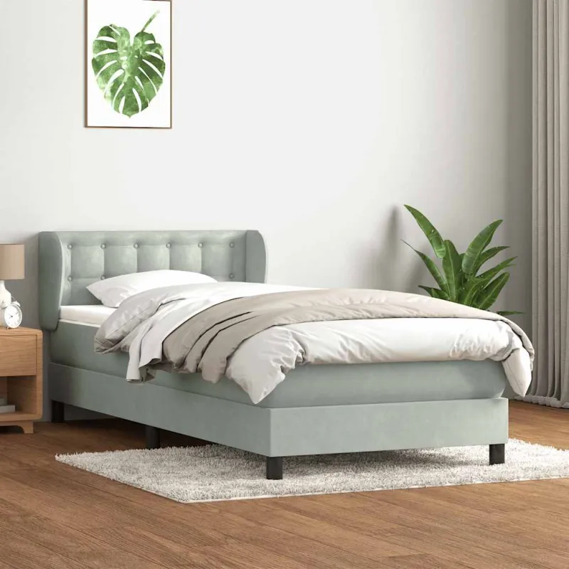Box Spring Lova su čiužiniu Šviesiai pilka 90x210 cm Velvet