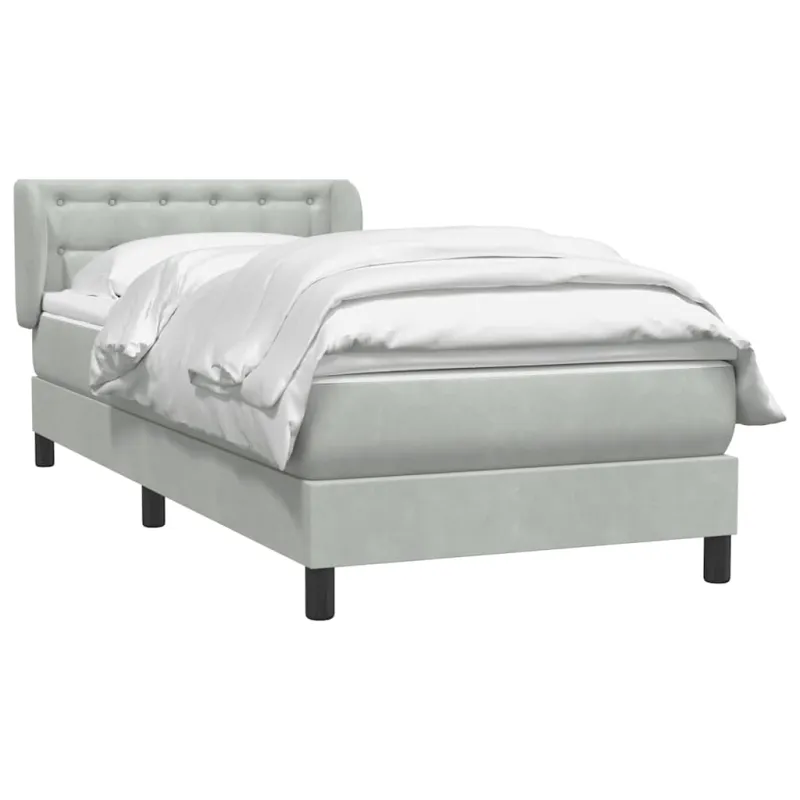 Box Spring Lova su čiužiniu Šviesiai pilka 90x210 cm Velvet