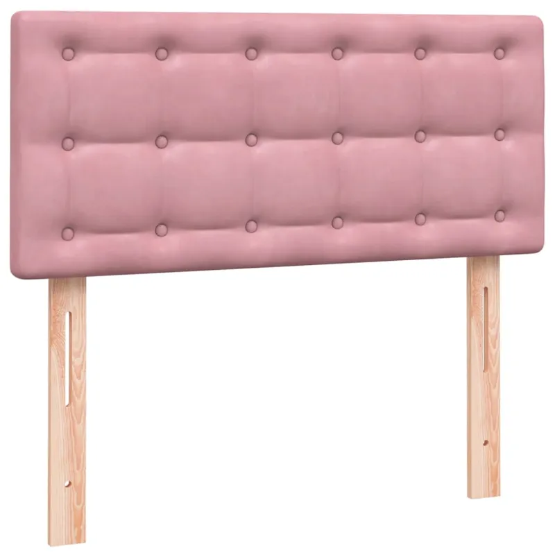 Lova su spyruoklėmis ir čiužiniu, rožinė, 80x220cm, aksomas