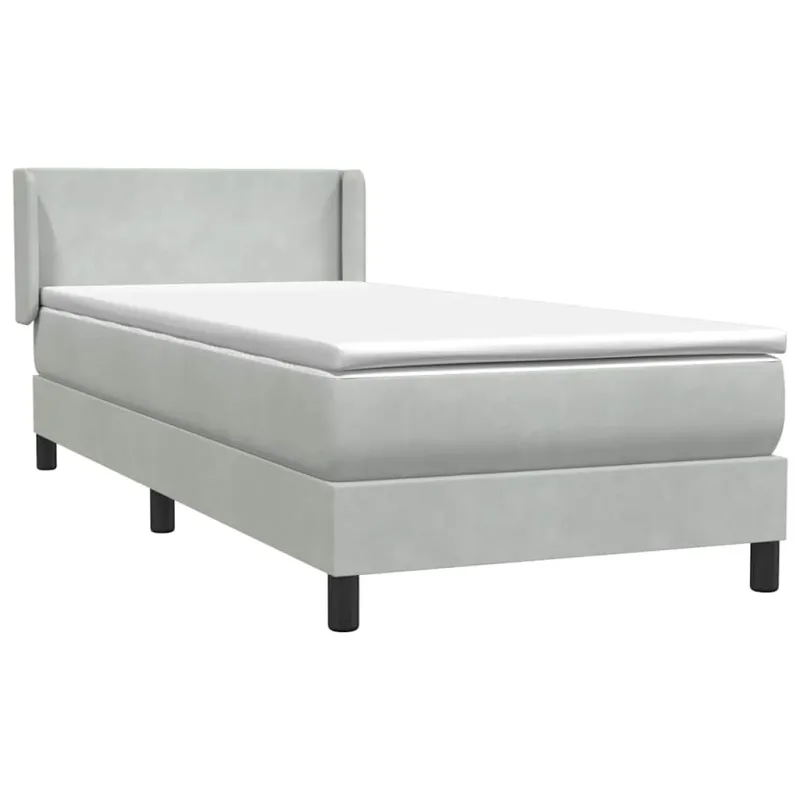 Box Spring Lova su čiužiniu Šviesiai pilka 90x210 cm Velvet