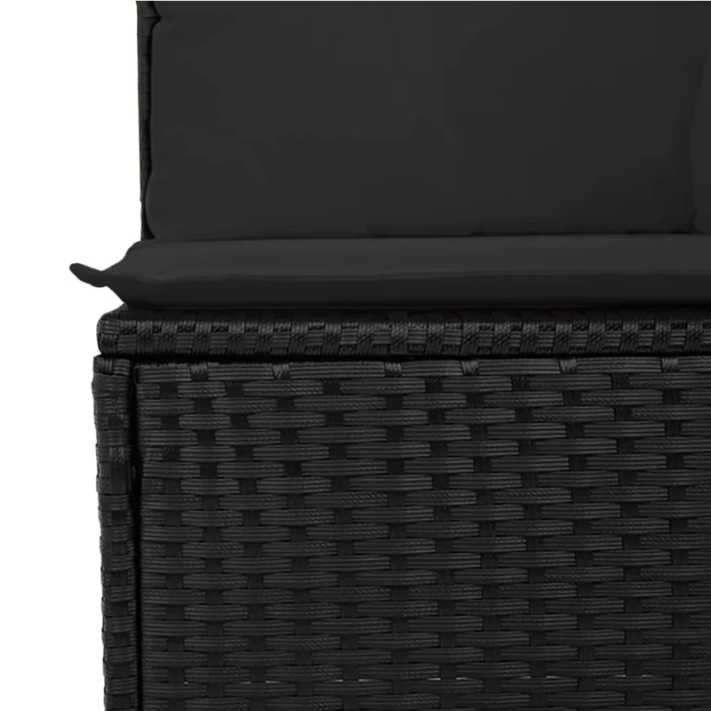 Sofakokonaisuus tyynyine, 6 osaa, musta, polyrataska