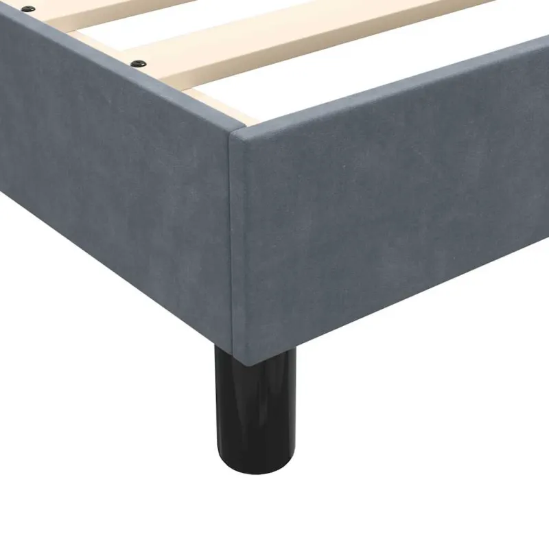 Lova su spyruoklėmis ir čiužiniu, pilka, 80x220 cm, aksomas