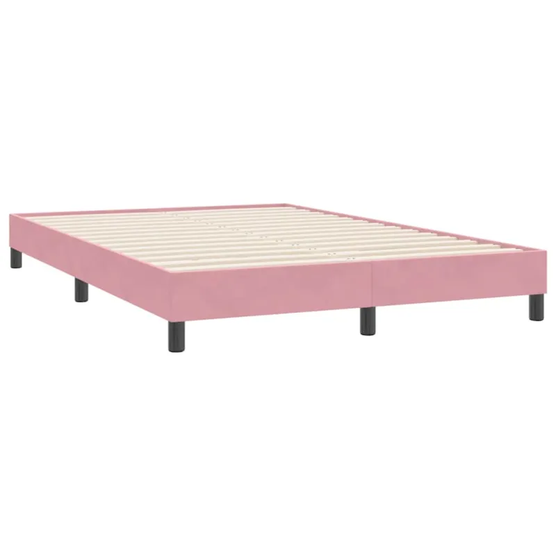 Lova su spyruoklėmis ir čiužiniu, rožinė, 140x220 cm, aksomas