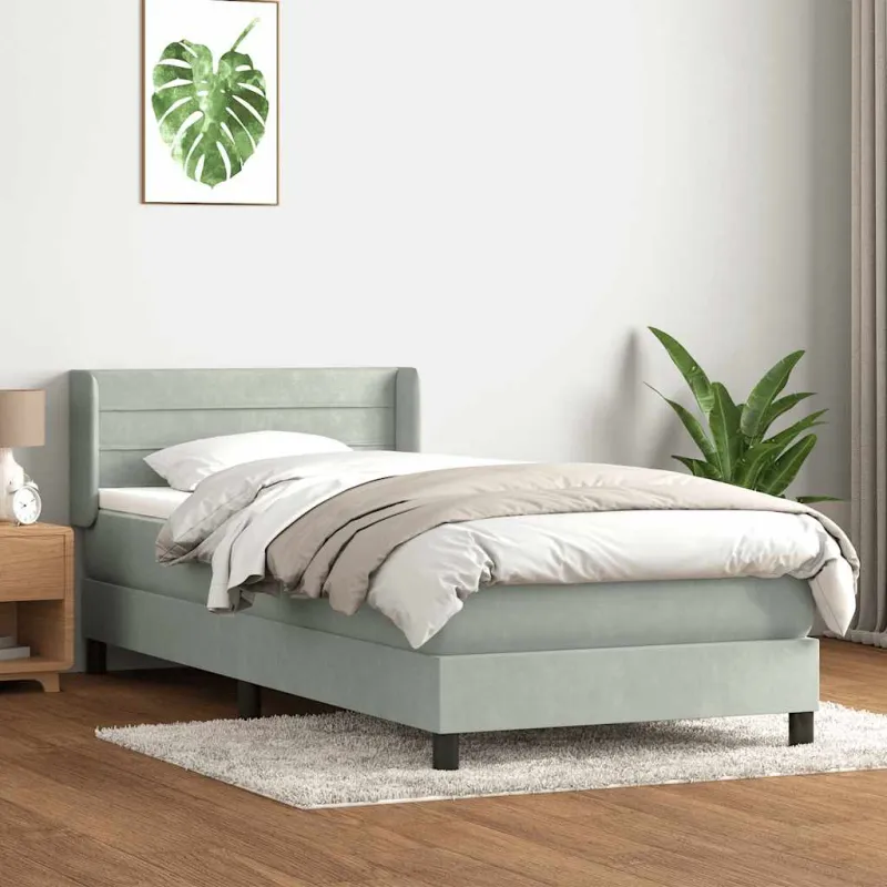 Box Spring Lova su čiužiniu Šviesiai pilka 90x210 cm Velvet