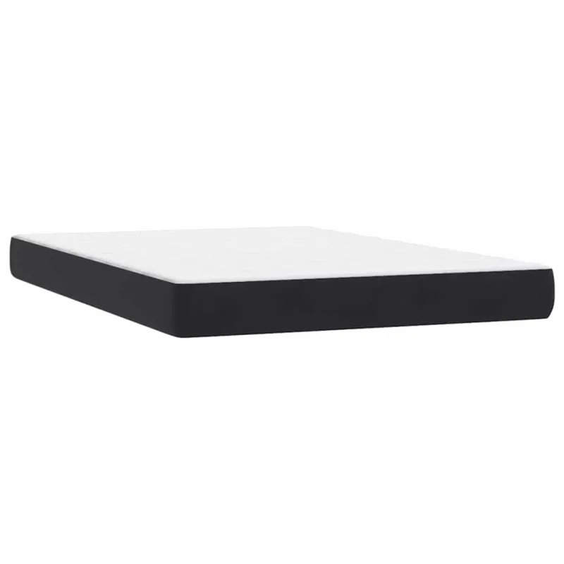 Lova su spyruoklėmis ir čiužiniu, juoda, 160x210 cm, aksomas