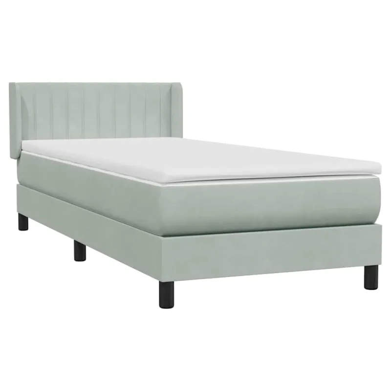 Box Spring Lova su čiužiniu Šviesiai pilka 90x210 cm Velvet