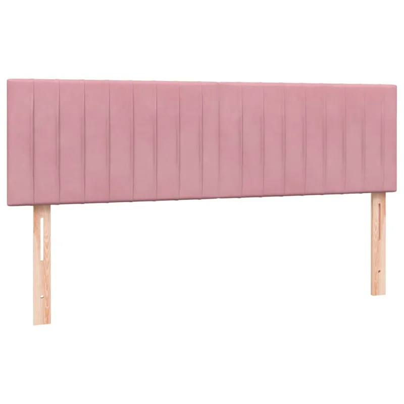 Lova su spyruoklėmis ir čiužiniu, rožinė, 140x210 cm, aksomas