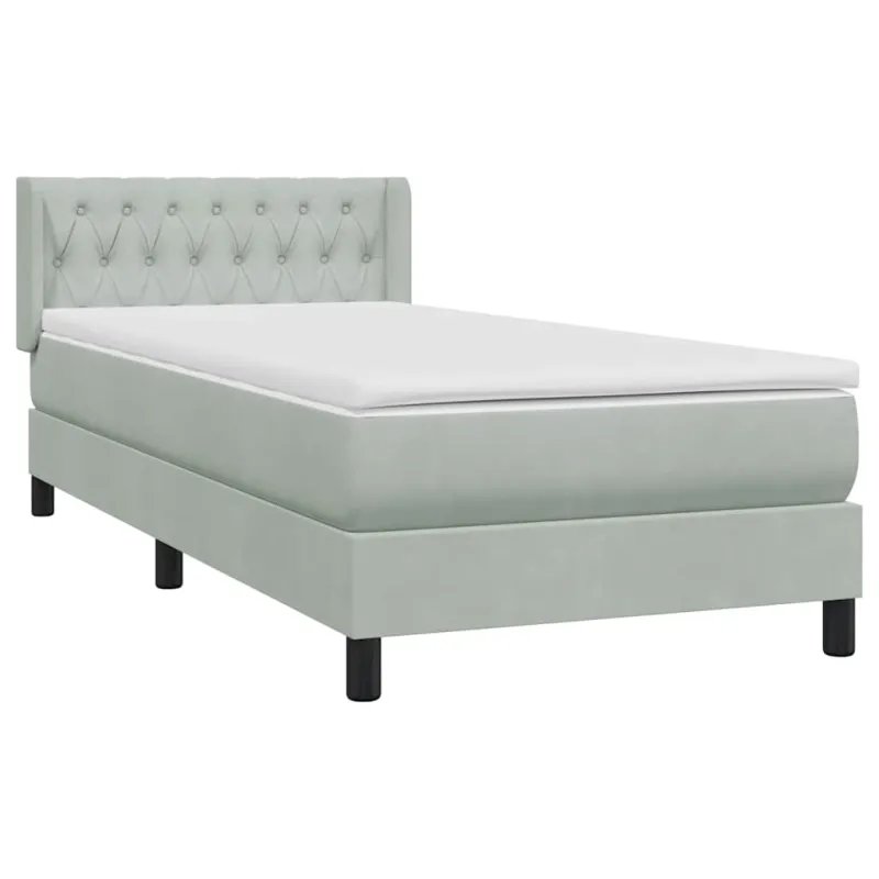 Box Spring Lova su čiužiniu Šviesiai pilka 90x210 cm Velvet