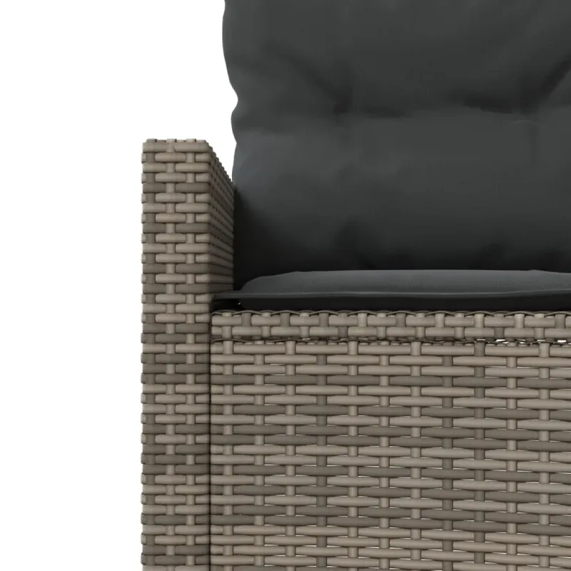 Sodo sofa su stalu/pagalvėlėmis, pilka, poliratanas, apvali