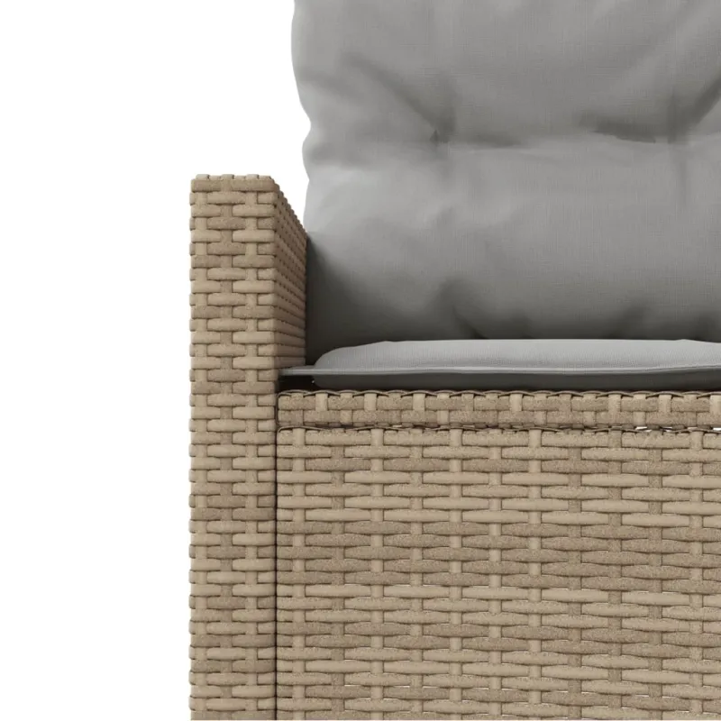 Sodo sofa su stalu/pagalvėlėmis, smėlio, poliratanas, apvali