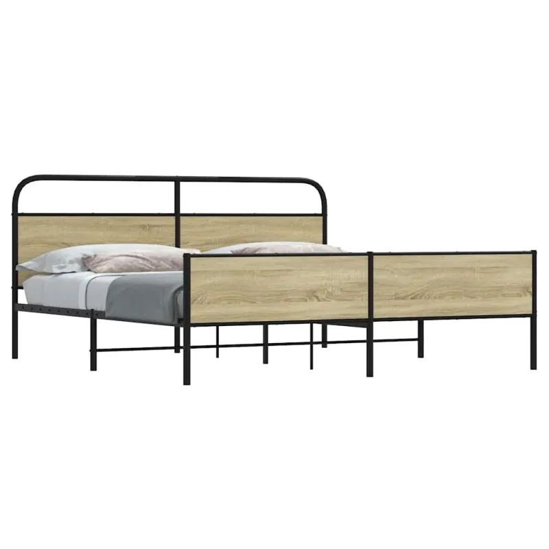 Lovos rėmas be čiužinio, sonoma ąžuolo, 200x200cm, metalas