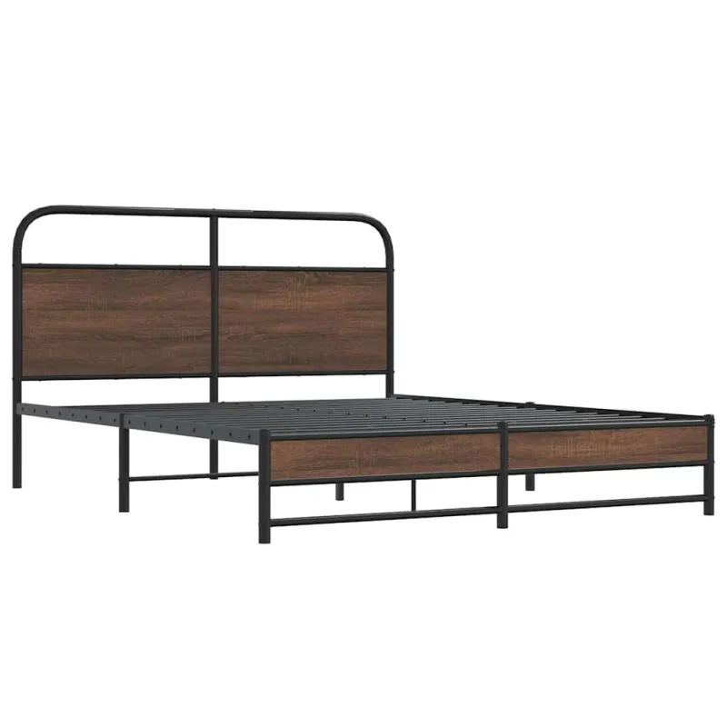 Lovos rėmas be čiužinio, rudas ąžuolo, 160x200cm, metalas
