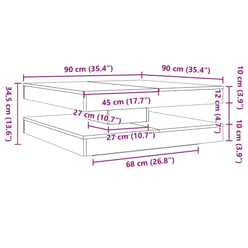 Kavos staliukas, artisano, 90x90x34,5cm, 360 laipsnių pasukamas