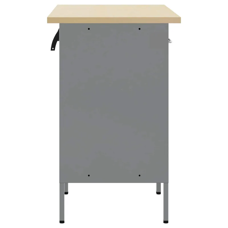 Darbo spinta su stalčių 2 pcs Juoda ir pilka 100 x 55 x 85 cm