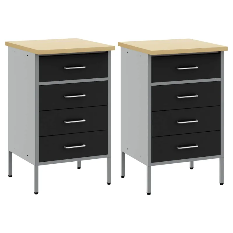 Darbo spinta su stalčių 2 pcs Juoda ir pilka 100 x 55 x 85 cm