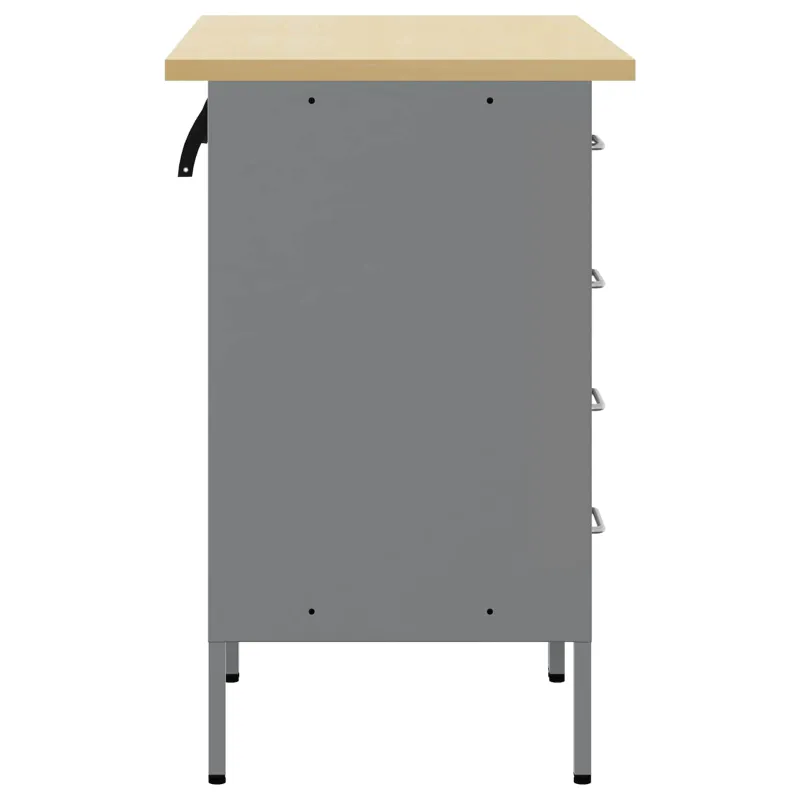 Darbo spinta su stalčių 2 pcs Juoda ir pilka 100 x 55 x 85 cm