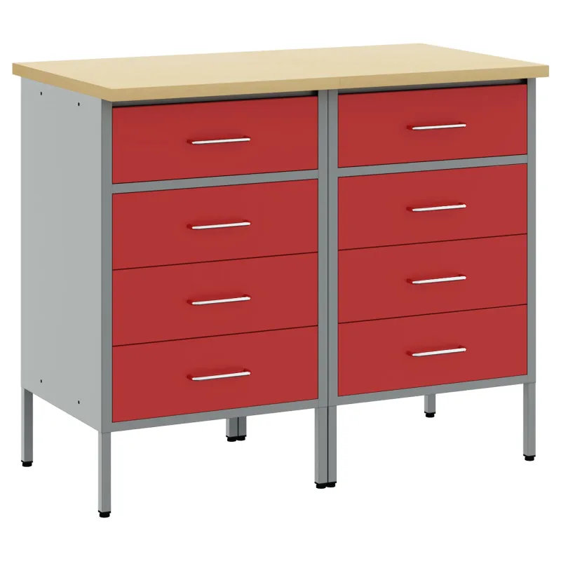 Darbo spinta su stalčių 2 pcs Raudona ir pilka 100 x 55 x 85 cm