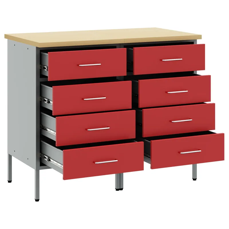 Darbo spinta su stalčių 2 pcs Raudona ir pilka 100 x 55 x 85 cm