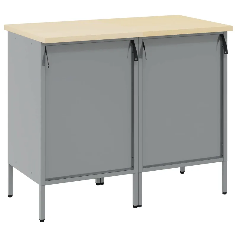 Darbo spinta su stalčių 2 pcs Raudona ir pilka 100 x 55 x 85 cm