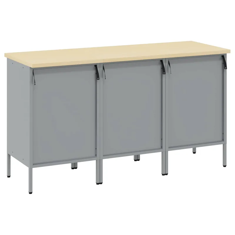 Darbo spinta su stalčių 3 pcs Raudona ir pilka 150 x 55 x 85 cm