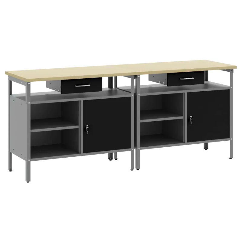Darbastalio komplektas 2 pcs Juoda ir pilka 200 x 55 x 85 cm