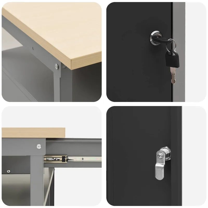 Darbastalio komplektas 2 pcs Juoda ir pilka 200 x 55 x 85 cm