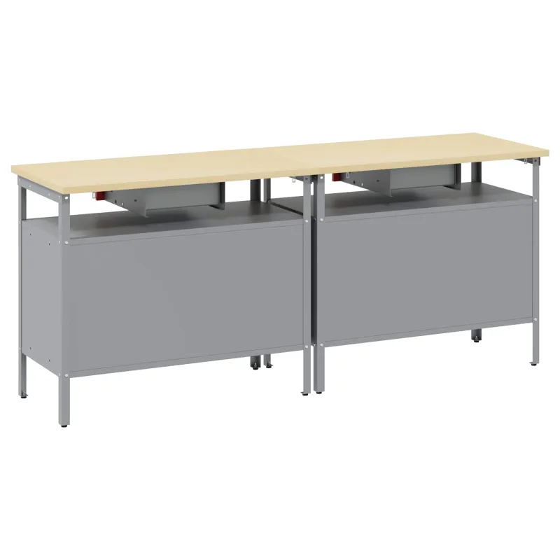 Darbastalio komplektas 2 pcs Raudona ir pilka 200 x 55 x 85 cm