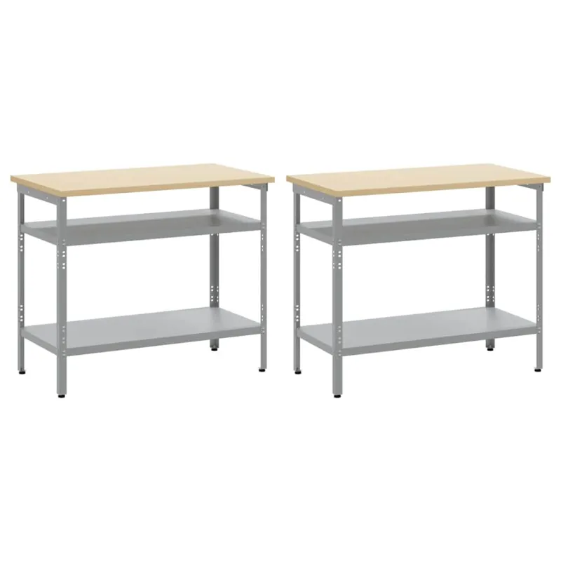 Darbastalio komplektas 2 pcs Bežinė ir pilka 200 x 55 x 85 cm