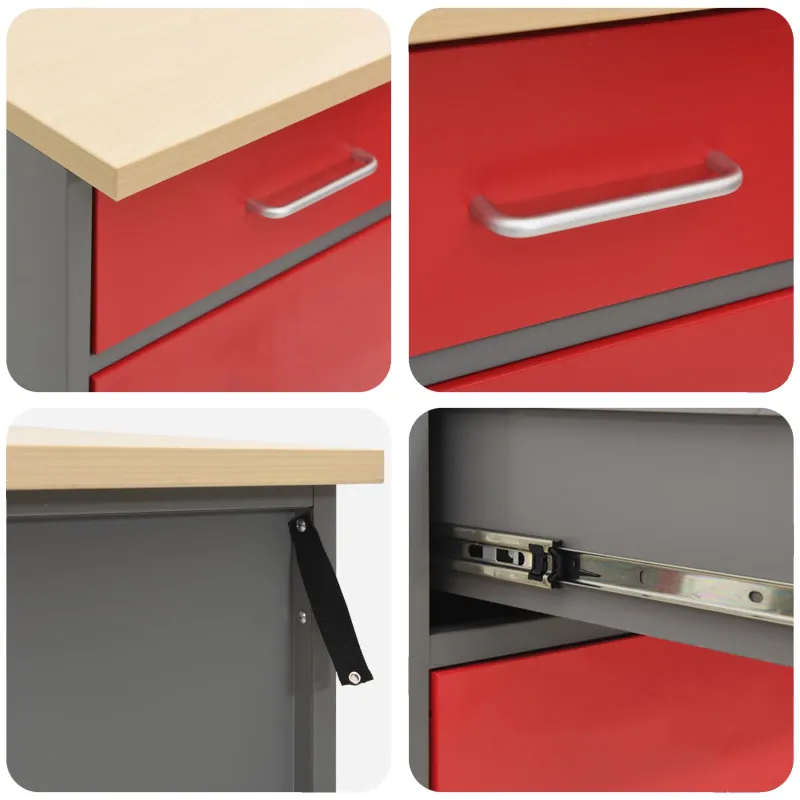 Darbo spintos rinkinys su stalčių 5 pcs Raudona ir pilka