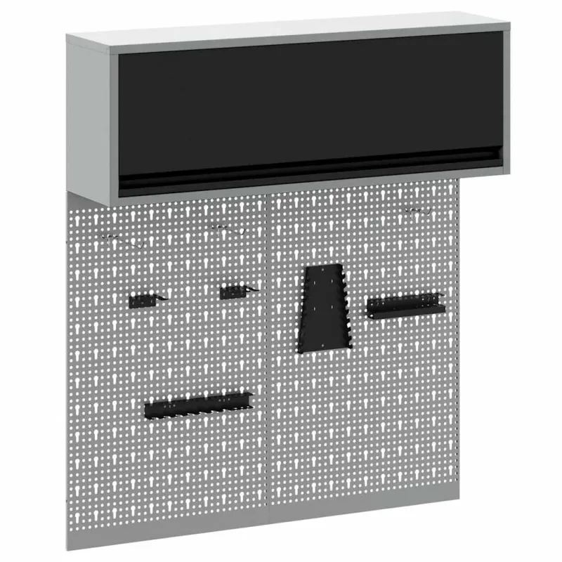 Įrankių spintelių rinkinys su lentyna su saugykla 3 pcs Juoda
