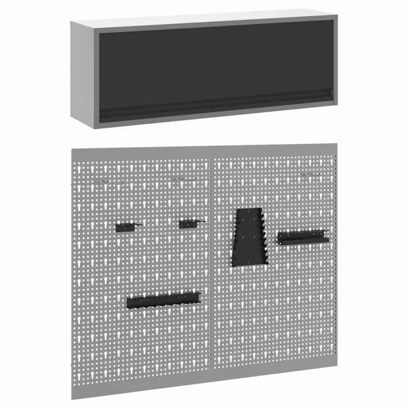 Įrankių spintelių rinkinys su lentyna su saugykla 3 pcs Juoda